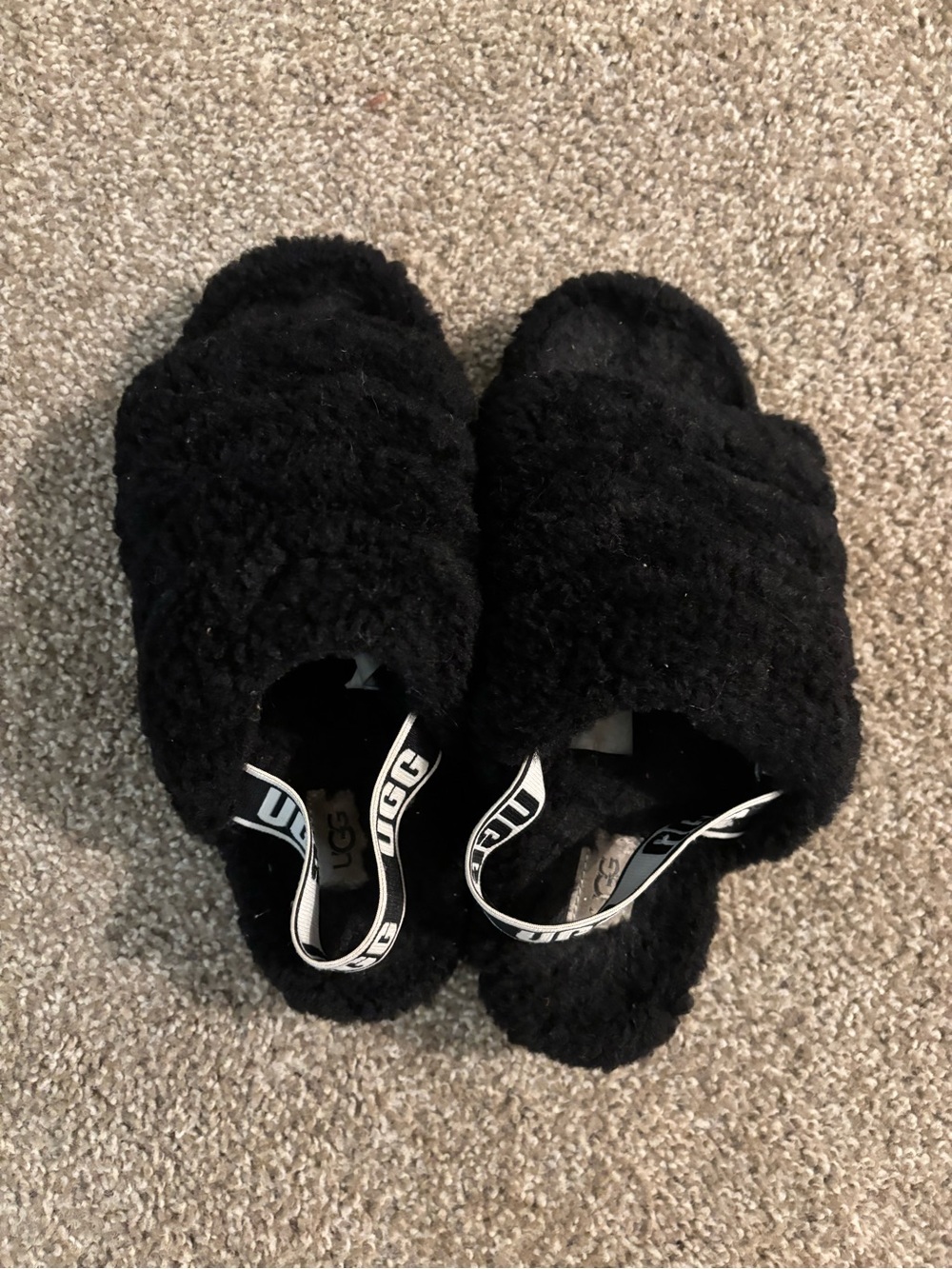 UGG Black Fluff Slides